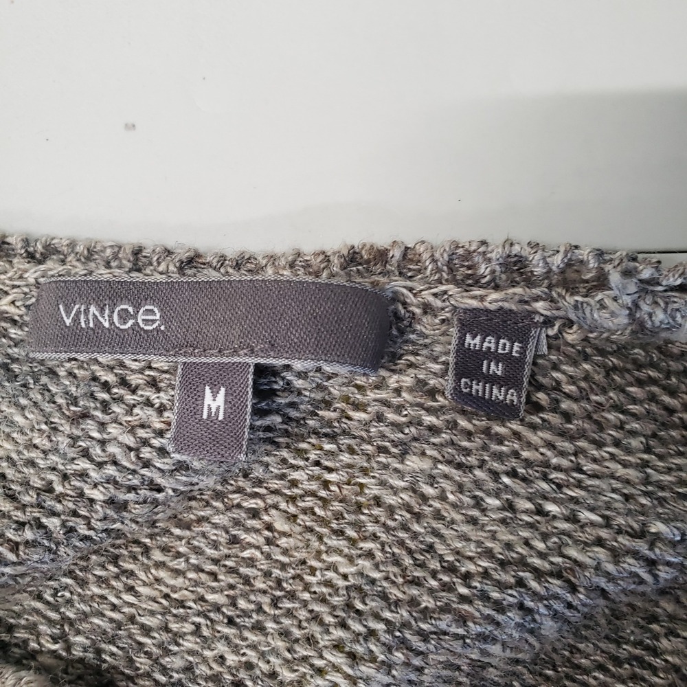 Vince Linen Viscose V Neck Marled Knit Sweater Gray Womens‎ M Neutral Capsule - Picture 4 of 7